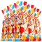100 PCS Birthday Party Treat Bags Bright Balloon Print Clear Plastic Cellophane Candy Goodie Gift Bags with 100 Pieces Silver Twist Ties for Birthday Party Decorations